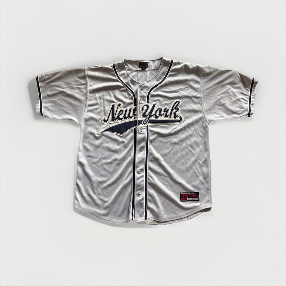 DDC‎ New York Gray/Navy Button Front Baseball Jersey Men's XXL